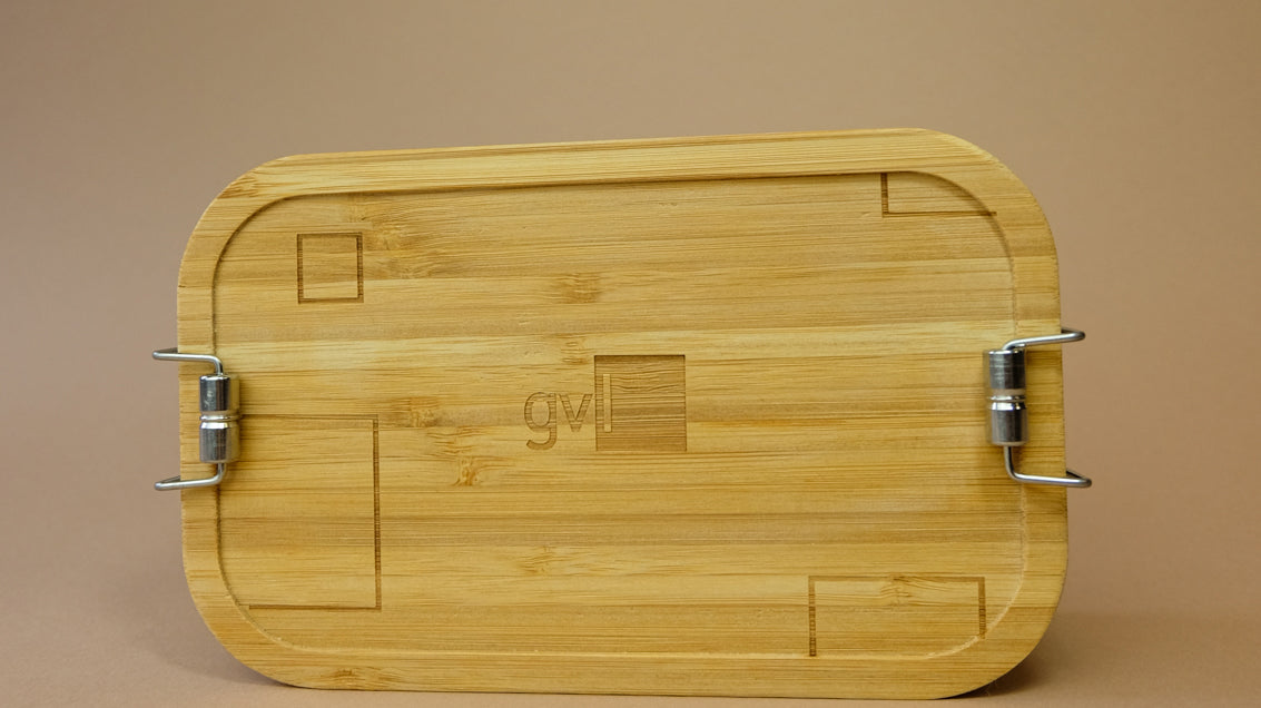 gvl - Edelstahl-Lunchbox mit graviertem Bambusdeckel