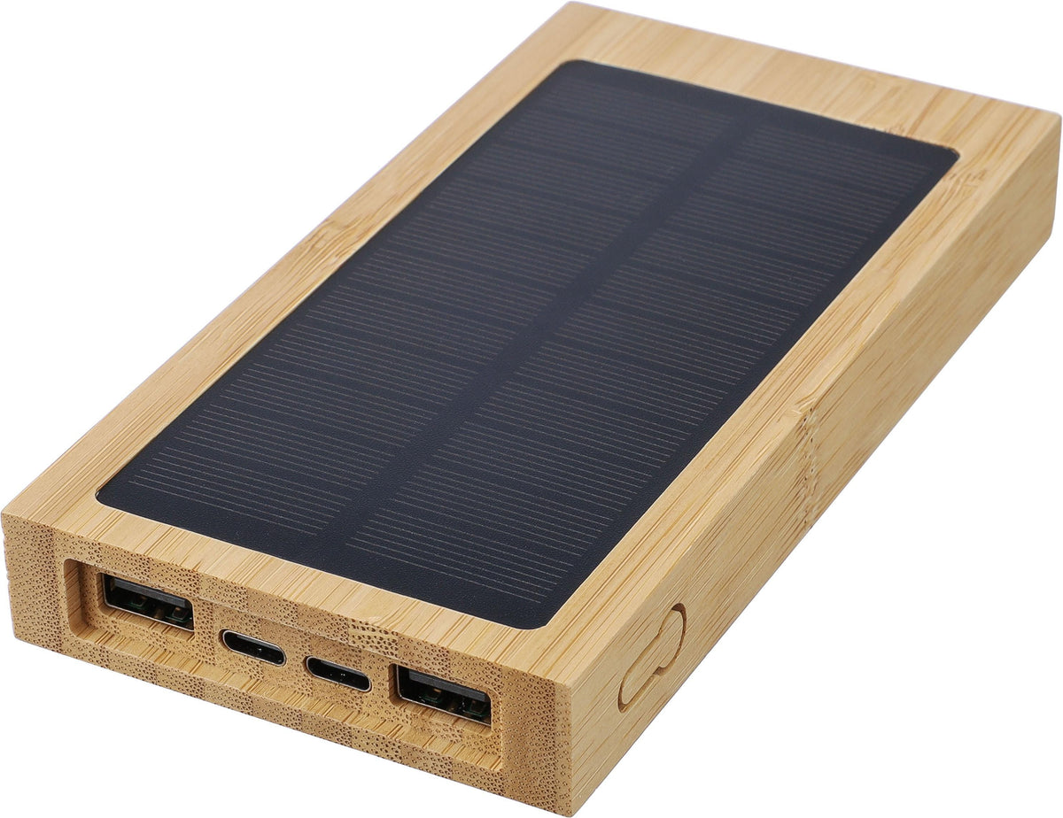 Powerbank Elz, Bambus, Solar, 10.000 mAh