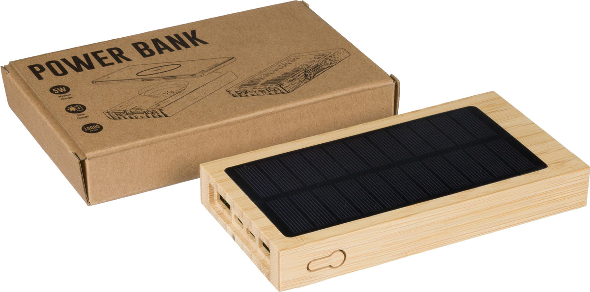Powerbank Elz, Bambus, Solar, 10.000 mAh