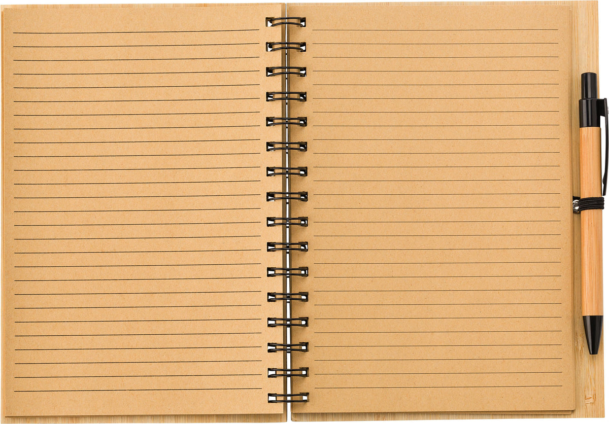 Notizbuch Carmen, Bambus, A5, Liniert, Mit Kugelschreiber
