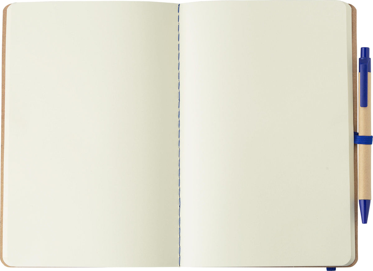 Notizbuch Theodore, Karton, A5, Blanko, Mit Stift