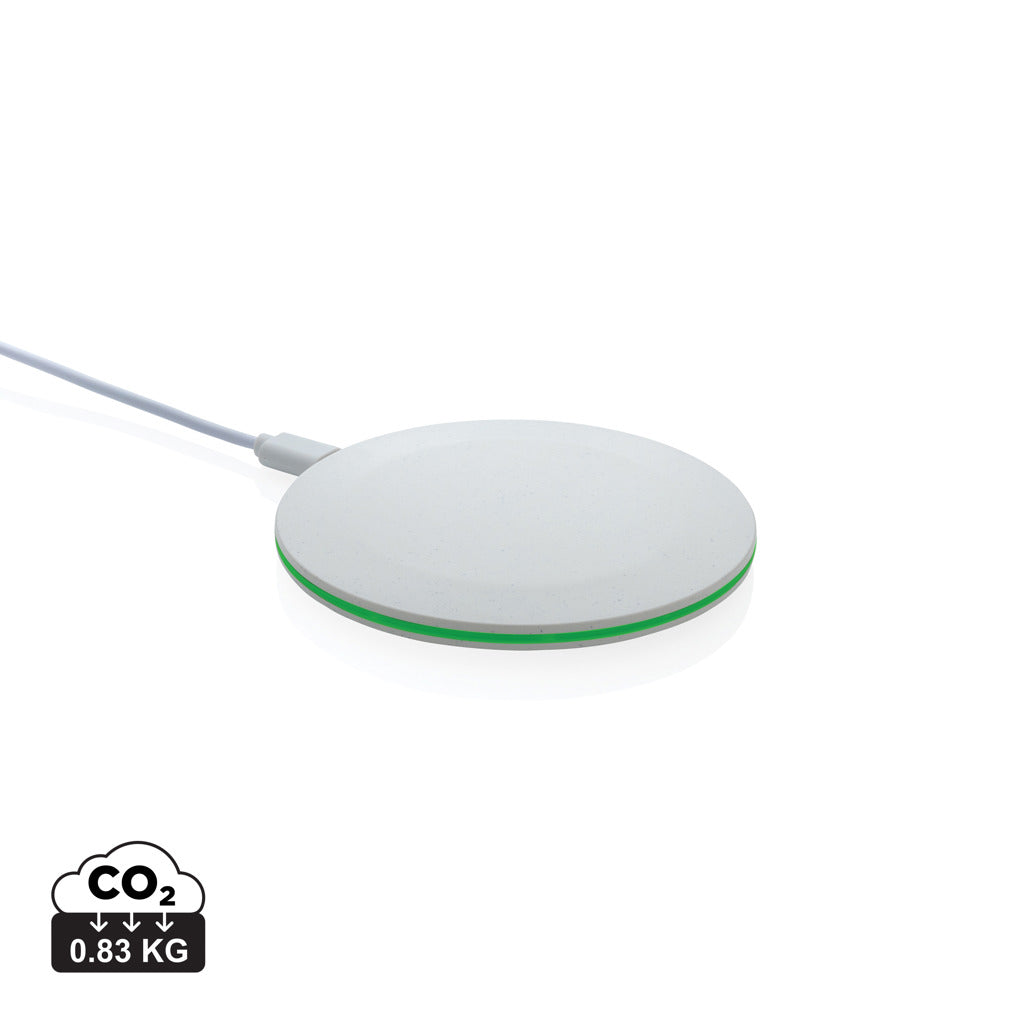15W-Wireless-Fast-Charger aus recyceltem RCS-Kunststoff – weiß
