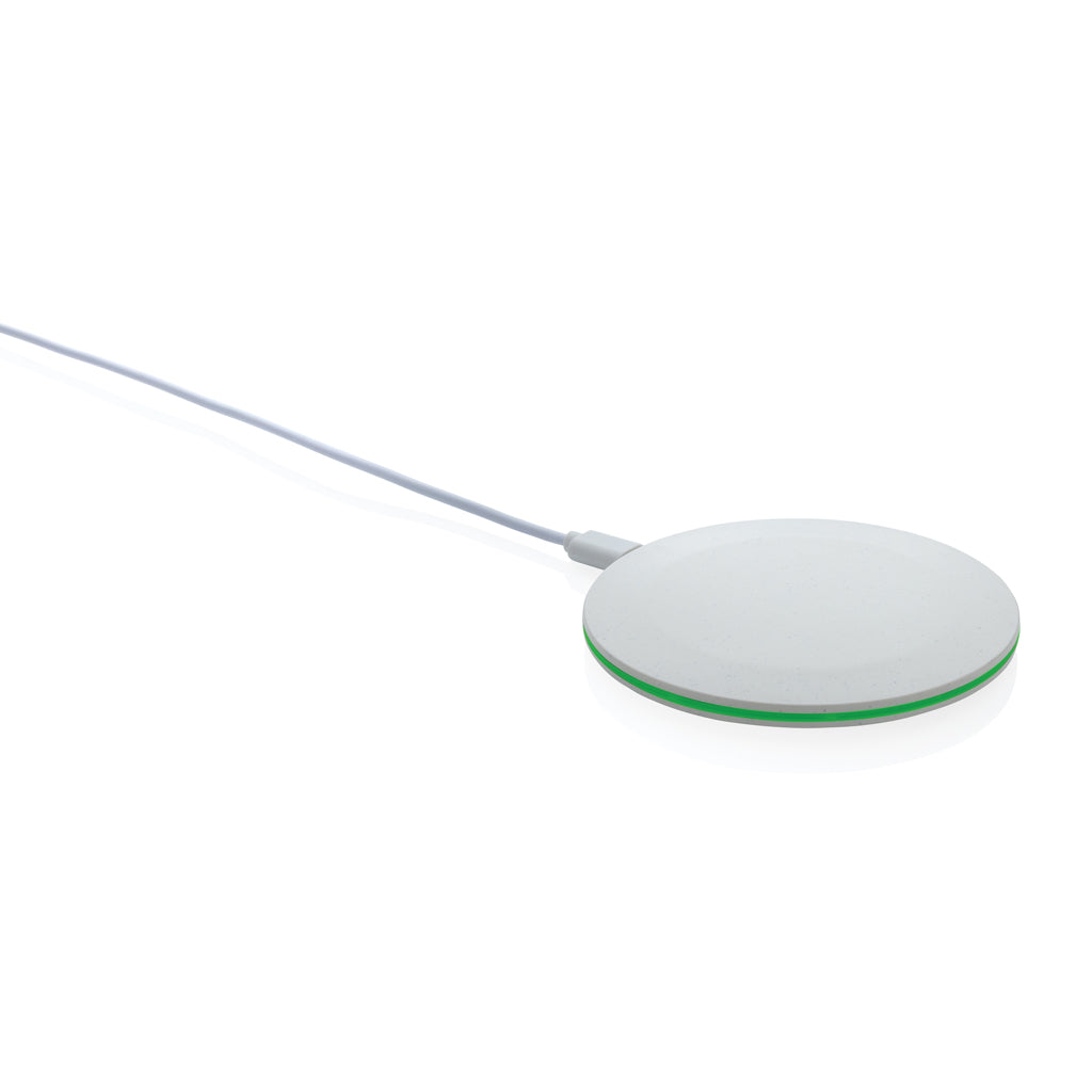 15W-Wireless-Fast-Charger aus recyceltem RCS-Kunststoff – weiß