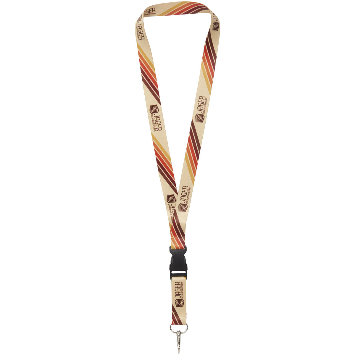 Bucks Sublimation Lanyard mit Schnappverschluss – Schwarz / Weiss