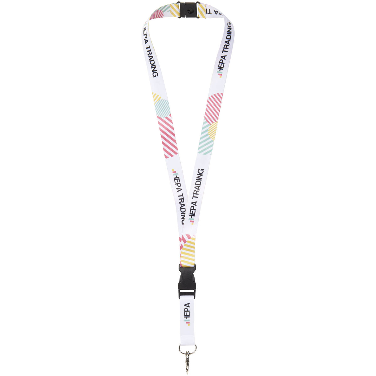 Balta Sublimation Lanyard mit Schnapp- und Sicherheitsverschluss – Schwarz / Weiss