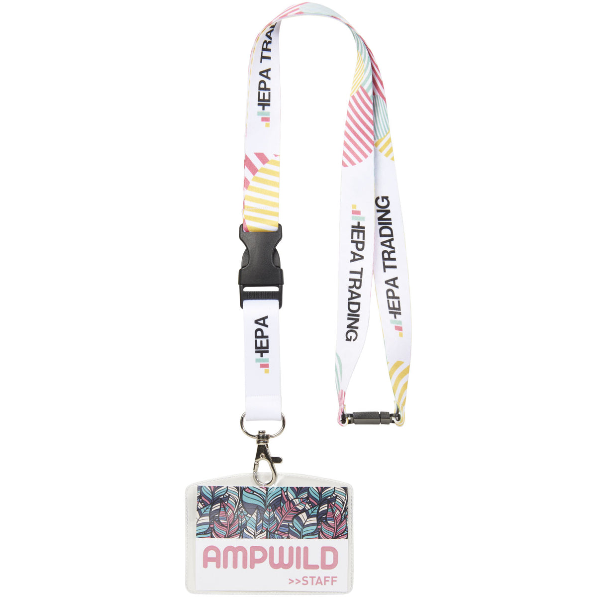 Balta Sublimation Lanyard mit Schnapp- und Sicherheitsverschluss – Schwarz / Weiss