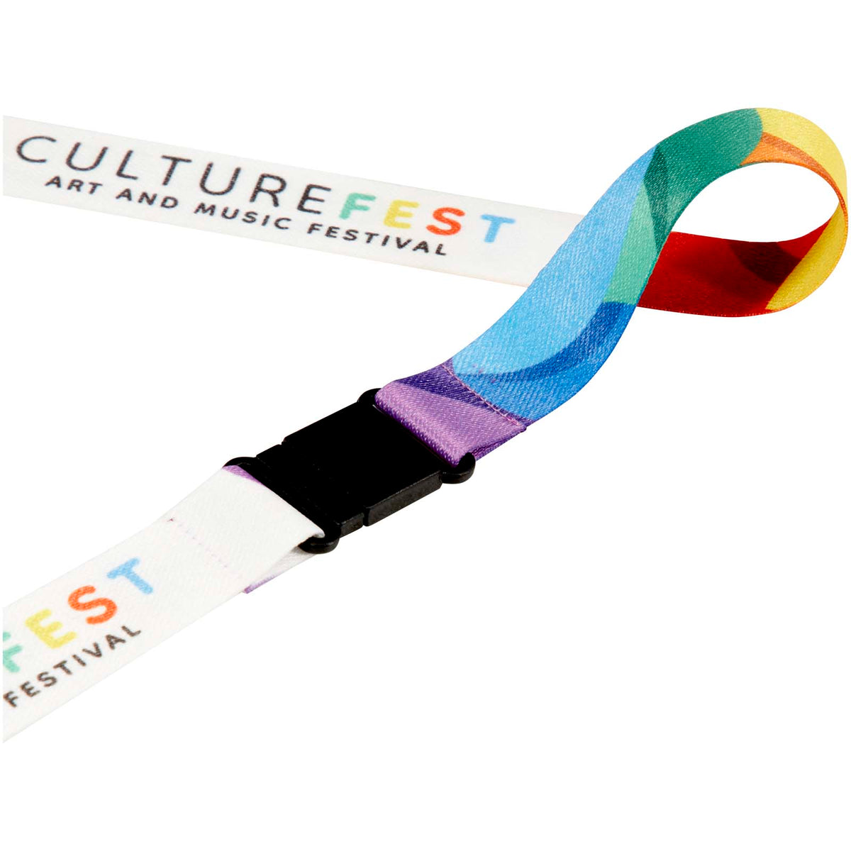 Lois Sublimation PET Lanyard mit Sicherheitsverschluss – Schwarz / Weiss