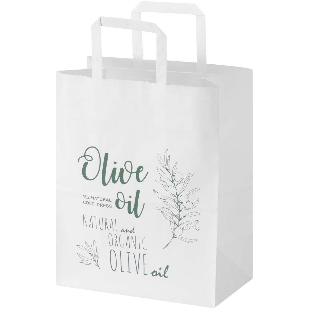 Kraft 80 g/m² Papiertasche mit flachen Griffen, 25 × 15 × 32 cm – Weiss
