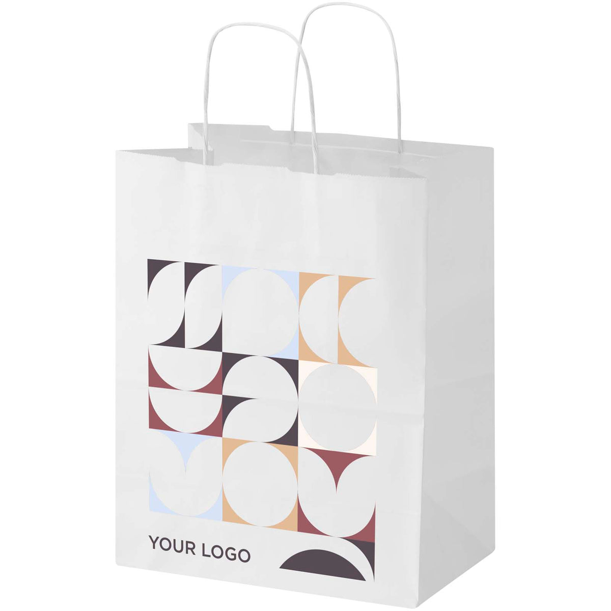 Kraft 80–90 g/m² Papiertasche mit Kordelgriffen, 25 × 15 × 32 cm – Weiss