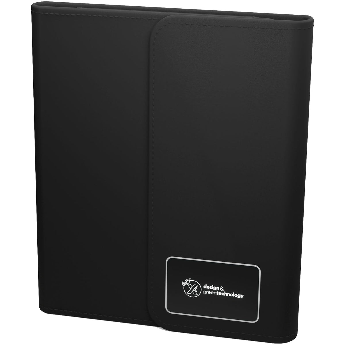 SCX.design O18 A5 Notizbuch mit kabelloser 5W Powerbank mit 4000 mAh und Leuchtlogo – Schwarz