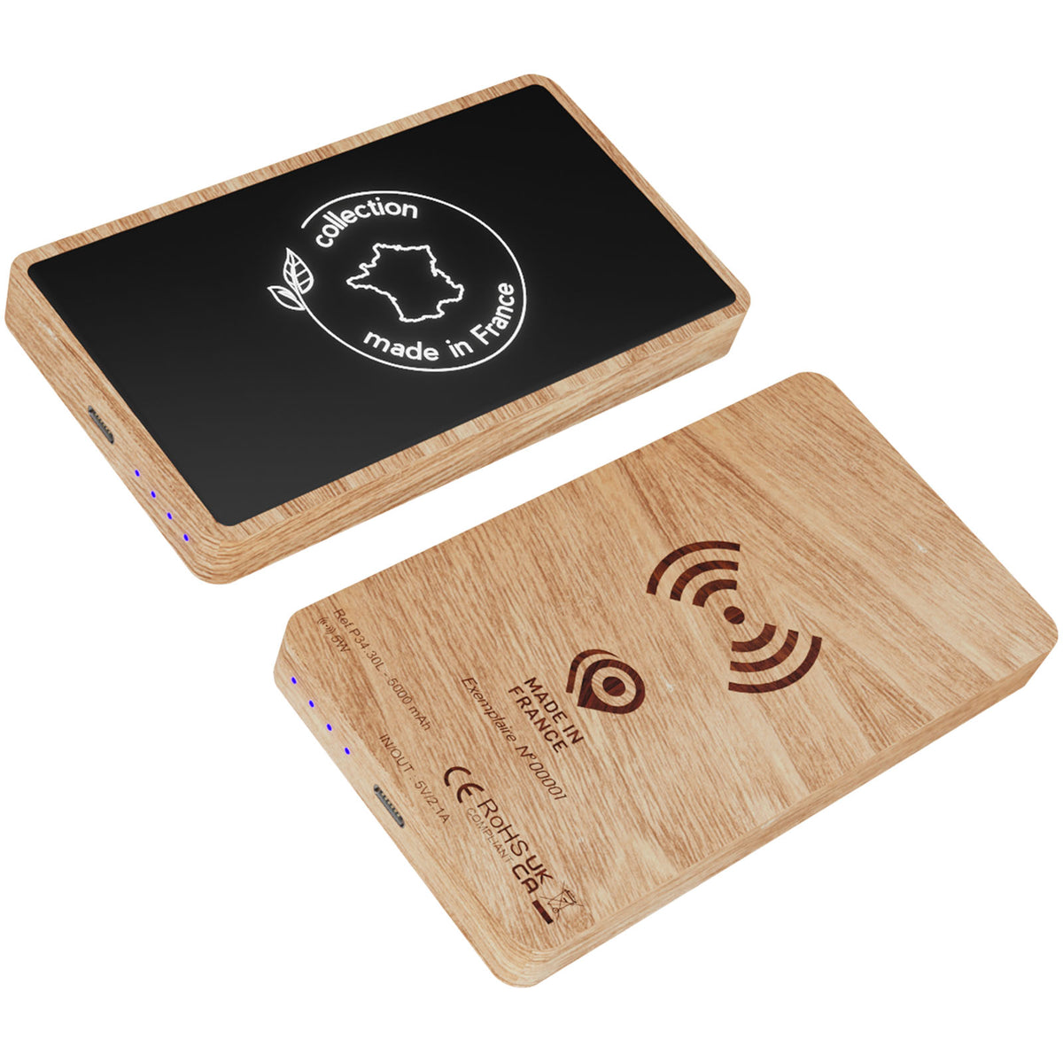 SCX.design P34 kabellose Powerbank aus Holz 5000 mAh – Hellbraun