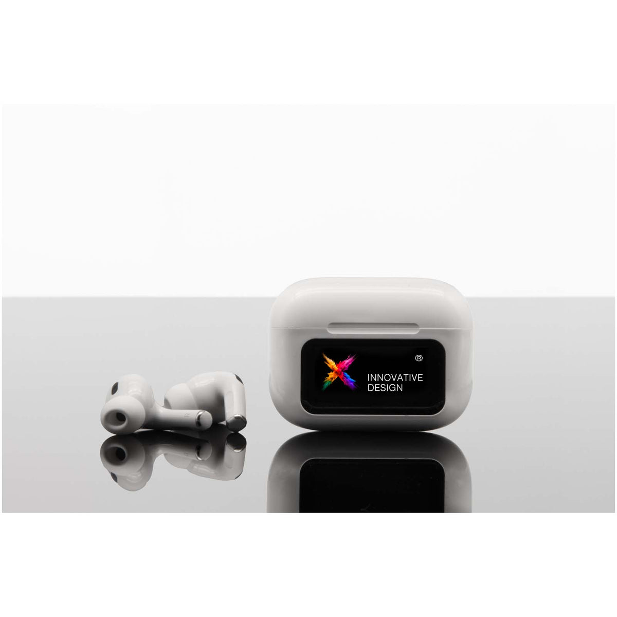 SCX.design E26 ANC Ohrhörer mit interaktivem Touchscreen Ladegehäuse – Weiss