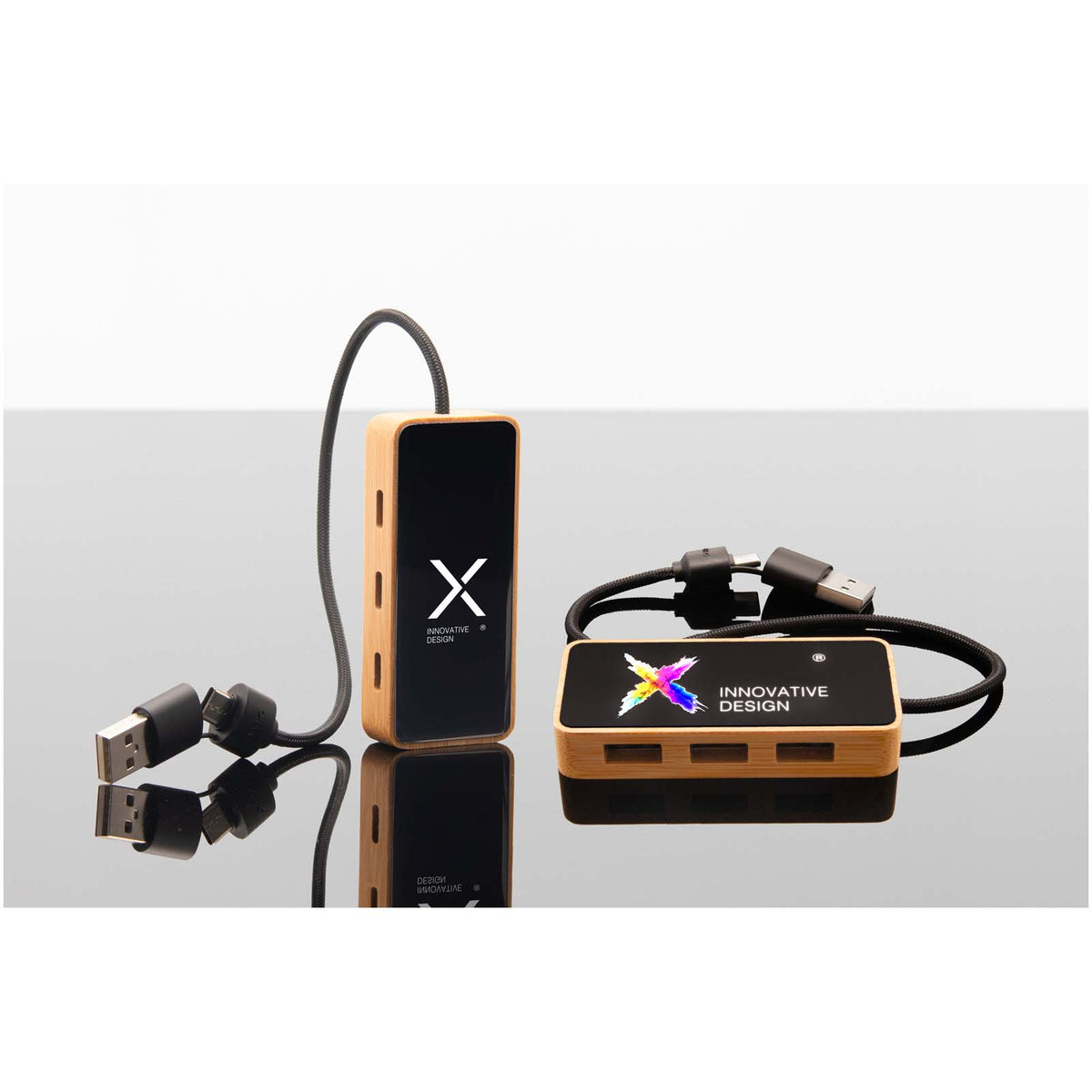 SCX.design H21 8 in 1 USB Hub mit doppeltem Eingang und 6 Anschlüssen – Holz