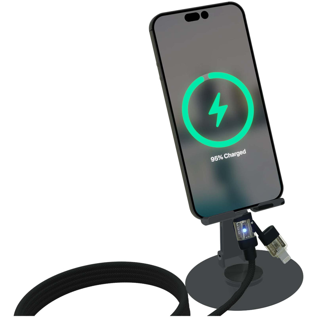 SCX.design O34 360° Smartphonehalterung mit 240W 4 in 1 Ladekabel – Gun metal