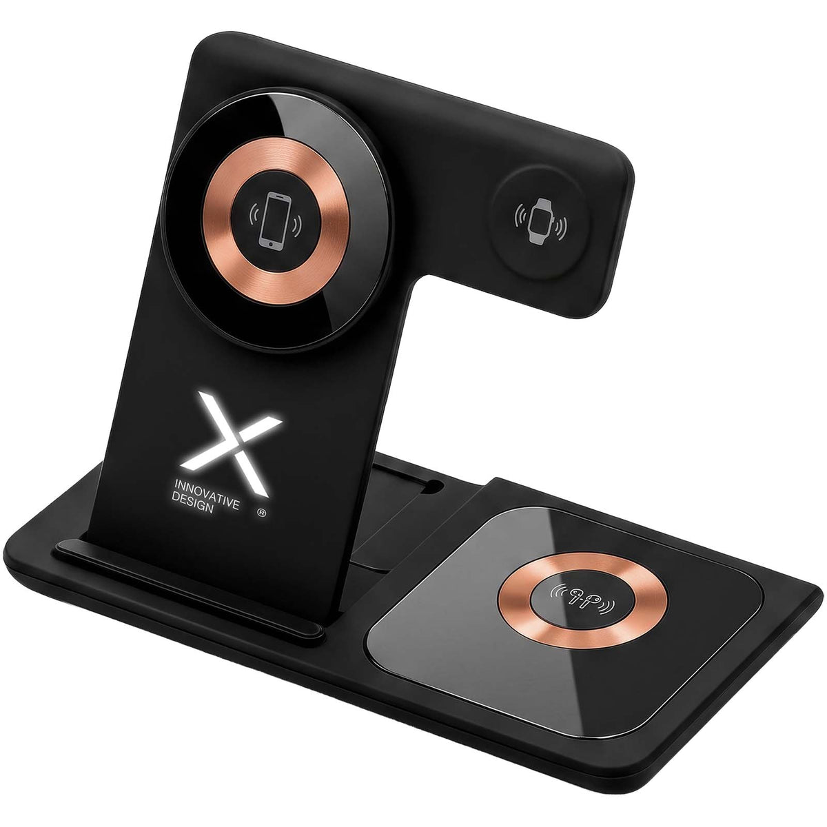 SCX.design W38 MagStand 4 in 1-Ladestation für kabelloses Laden – Schwarz