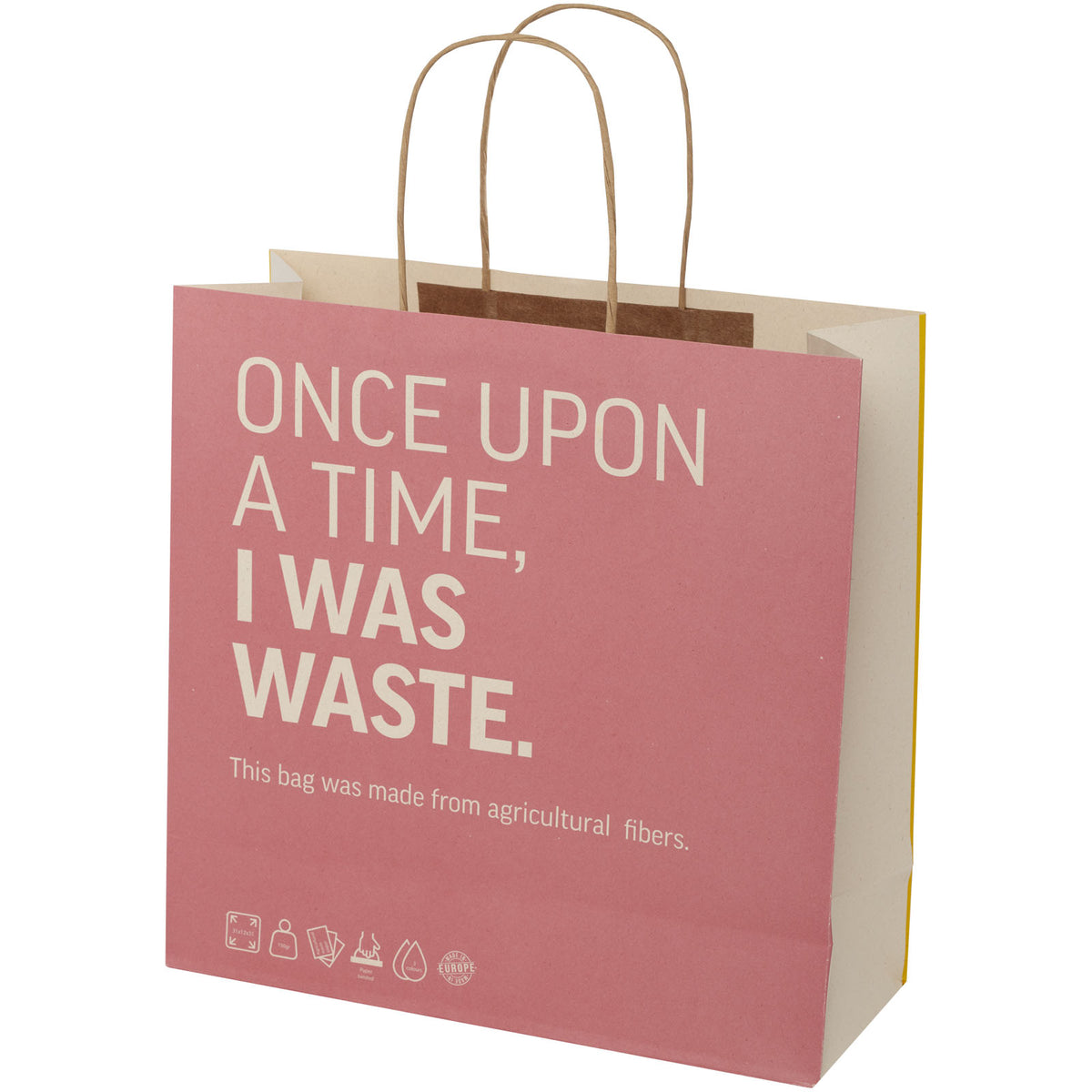 Papiertüte 150 g/m² aus landwirtschaftlichen Reststoffen mit gedrehten Griffen, 31 × 12 × 31 cm – Offwhite