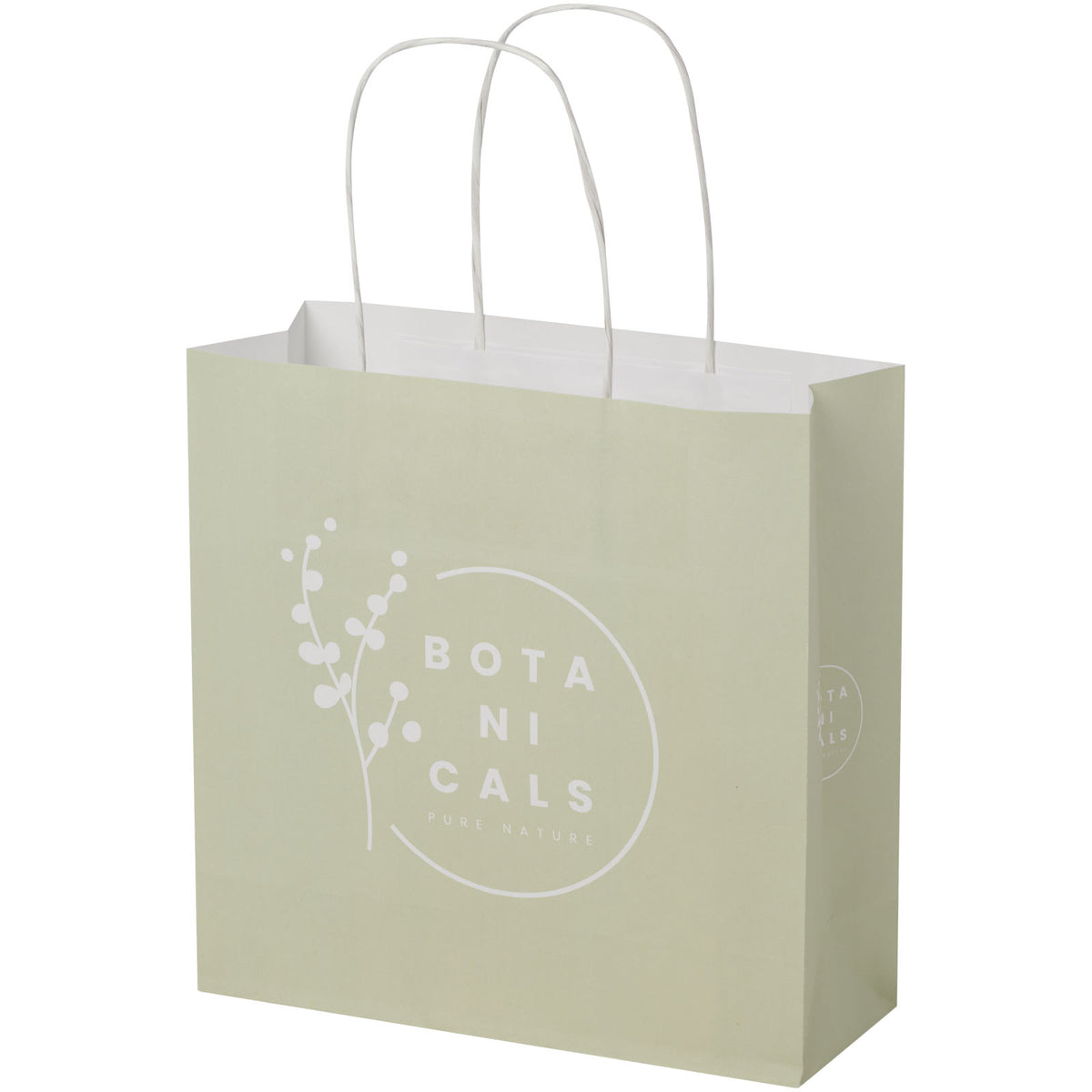 Kraftpapiertasche 120 /m² mit gedrehten Griffen, 24 × 9 × 24 cm – Weiss