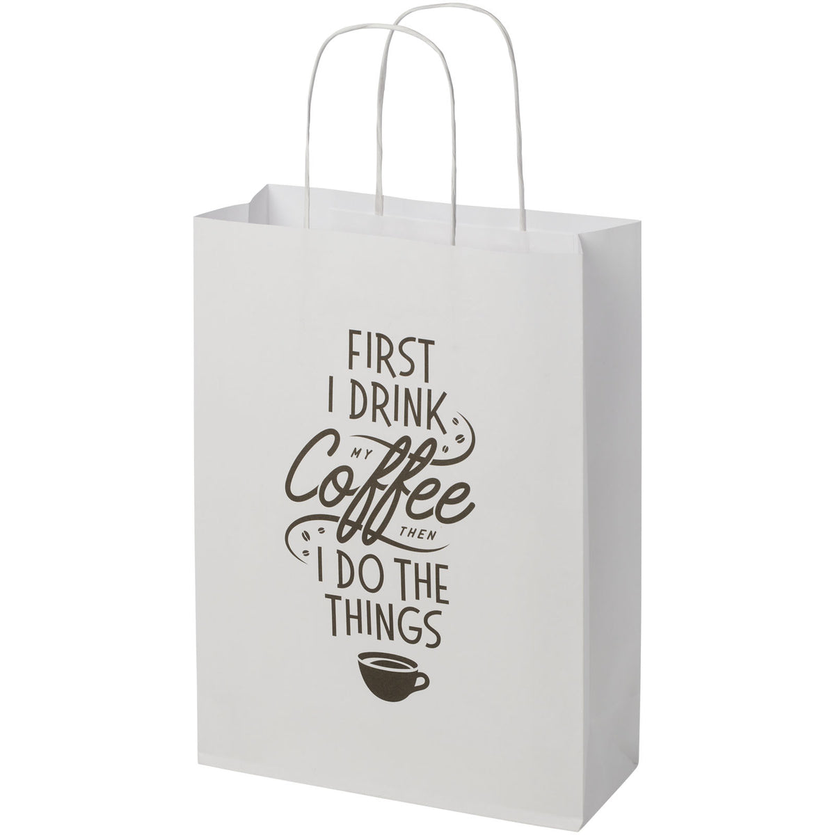 Kraftpapiertasche 120 g/m² mit gedrehten Griffen, 24 × 9 × 32 cm – Weiss