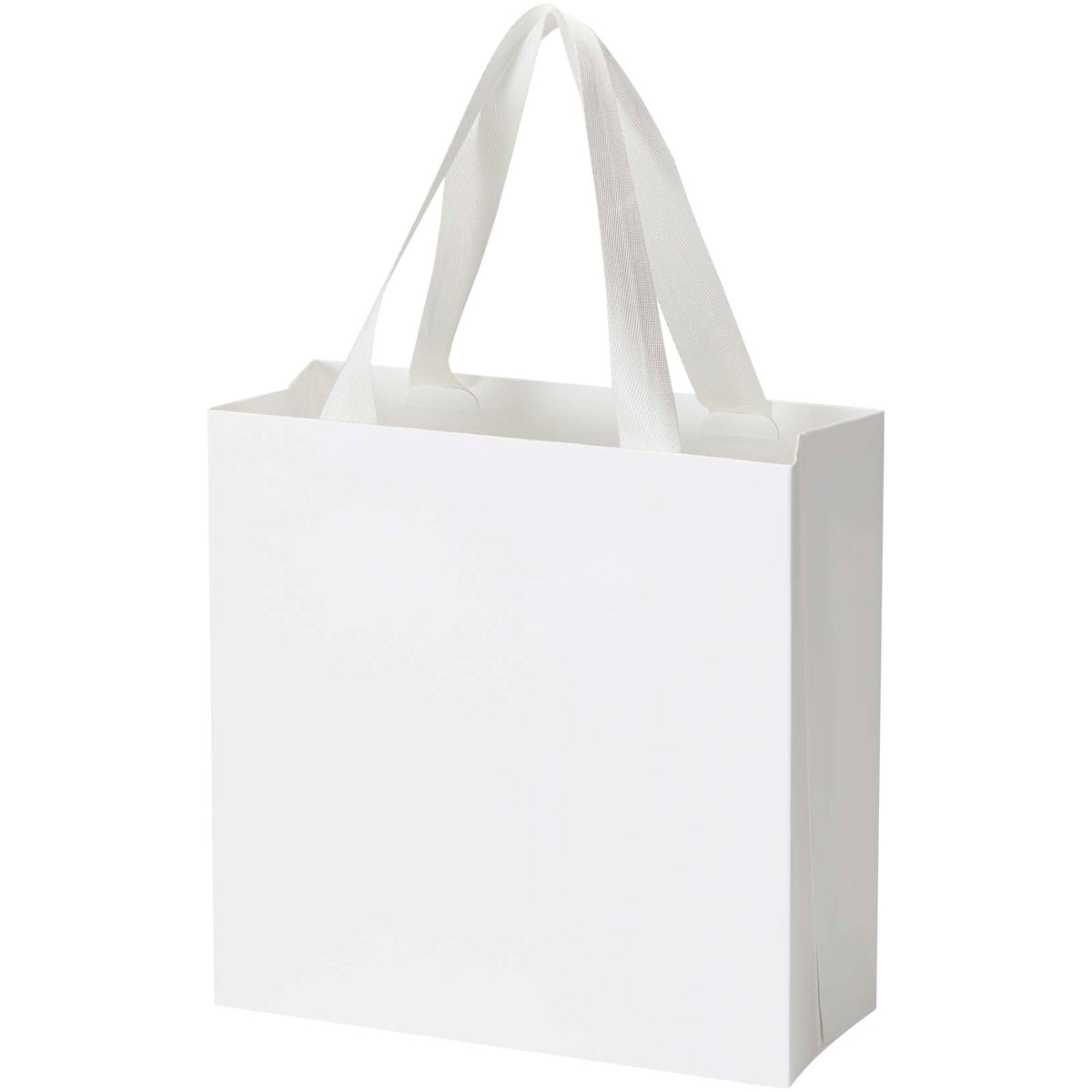 Smartfold Papiertüte, 210 g/m², mit Bandgriffen und Glanzlaminierung, 24 x 10 x 24 cm – Weiss