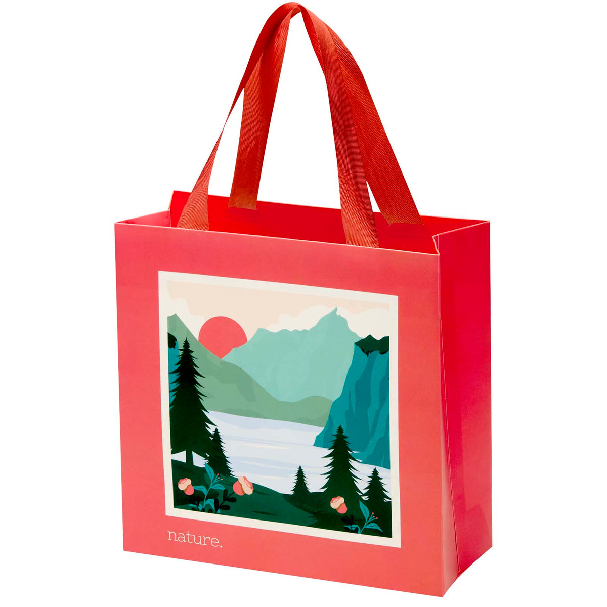 Smartfold Papiertüte, 210 g/m², mit Bandgriffen und Glanzlaminierung, 24 x 10 x 24 cm – Rot