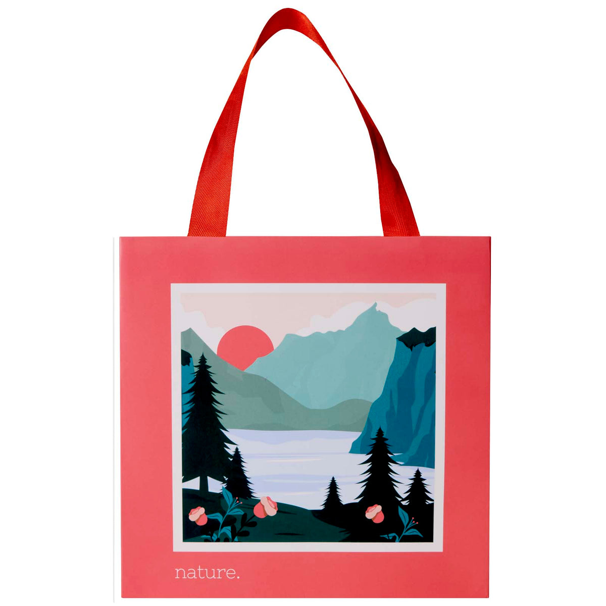 Smartfold Papiertüte, 210 g/m², mit Bandgriffen und Glanzlaminierung, 24 x 10 x 24 cm – Rot