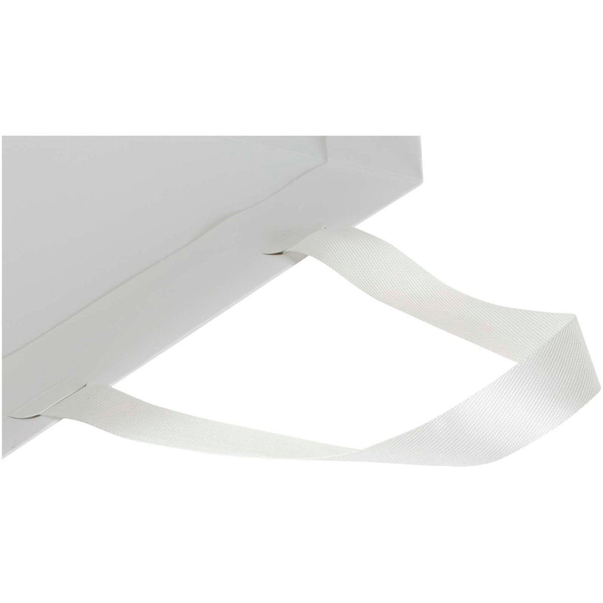 Smartfold Papiertüte, 210 g/m², mit Bandgriffen und Glanzlaminierung, 24 x 10 x 32 cm – Weiss