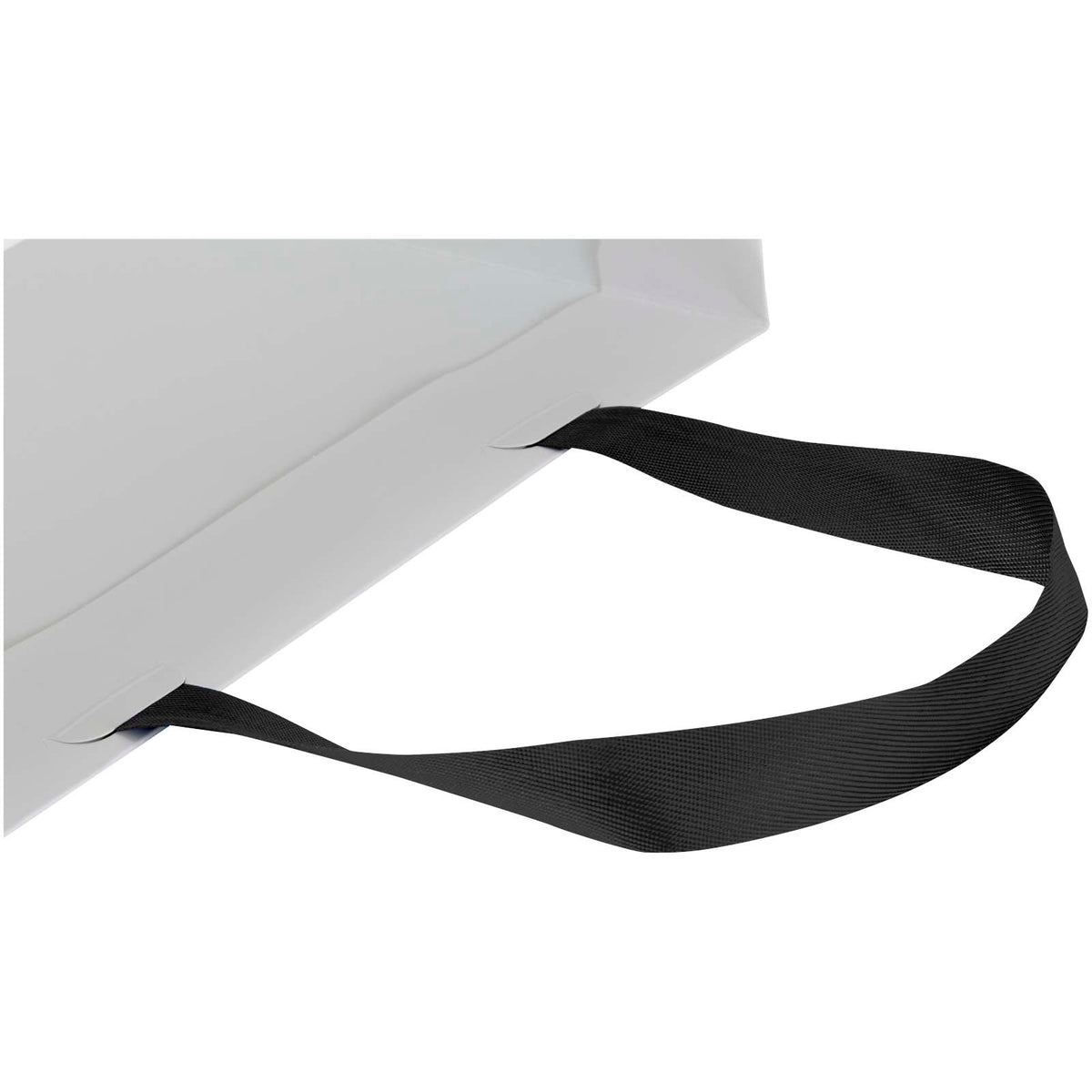 Smartfold Papiertüte, 210 g/m², mit Bandgriffen und Glanzlaminierung, 31 x 12 x 31 cm – Schwarz