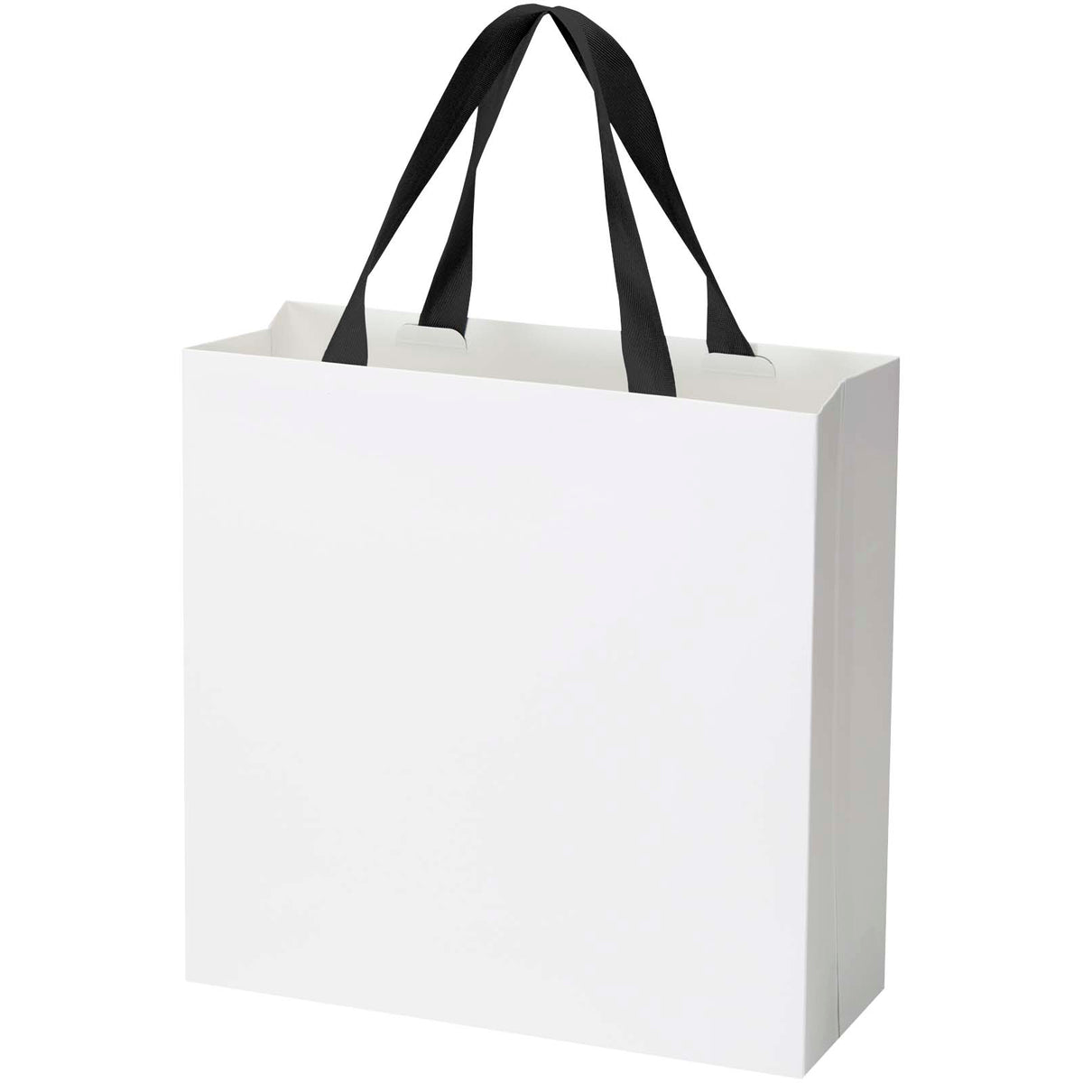 Smartfold Papiertüte, 210 g/m², mit Bandgriffen und Glanzlaminierung, 31 x 12 x 31 cm – Schwarz