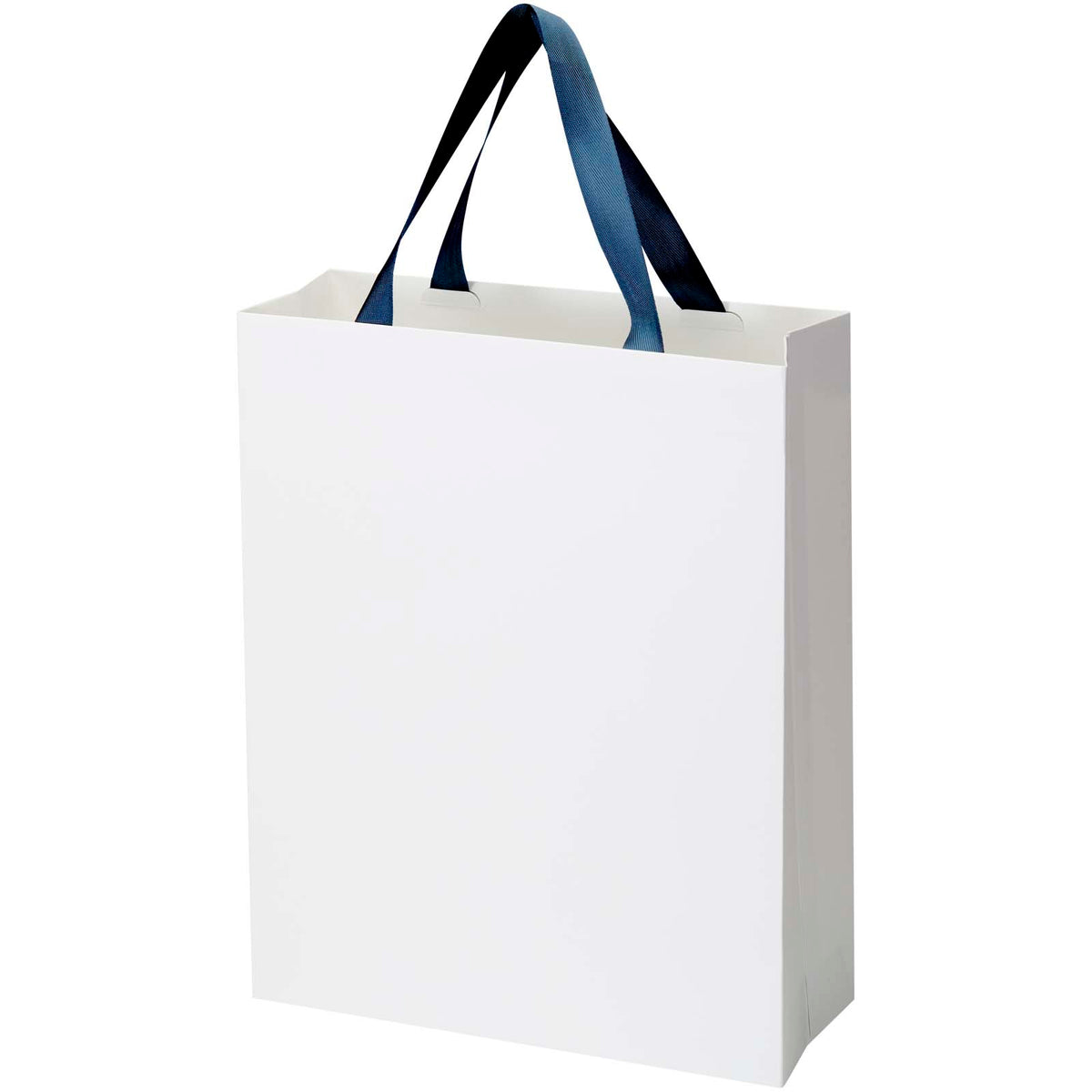 Smartfold Papiertüte, 210 g/m², mit Bandgriffen und Glanzlaminierung, 31 x 12 x 39 cm – Blau