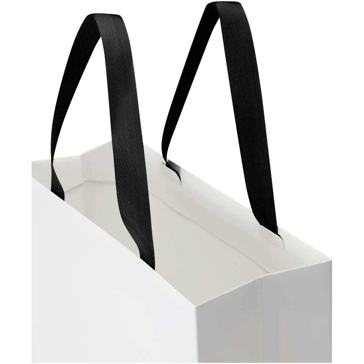 Smartfold Papiertüte, 210 g/m², mit Bandgriffen und Glanzlaminierung, 31 x 12 x 39 cm – Schwarz