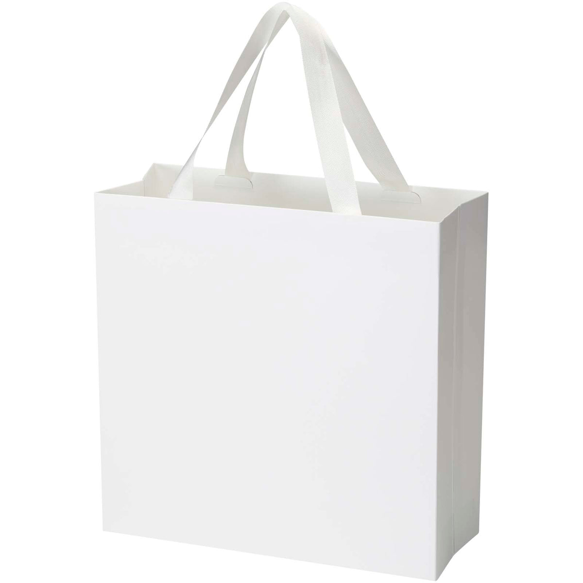 Smartfold Papiertüte, 210 g/m², mit Bandgriffen und matter Laminierung, 31 x 12 x 31 cm – Weiss