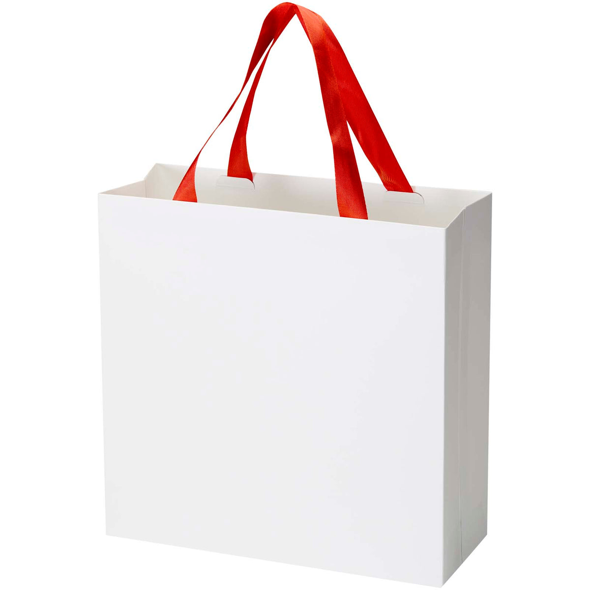 Smartfold Papiertüte, 210 g/m², mit Bandgriffen und matter Laminierung, 31 x 12 x 31 cm – Rot