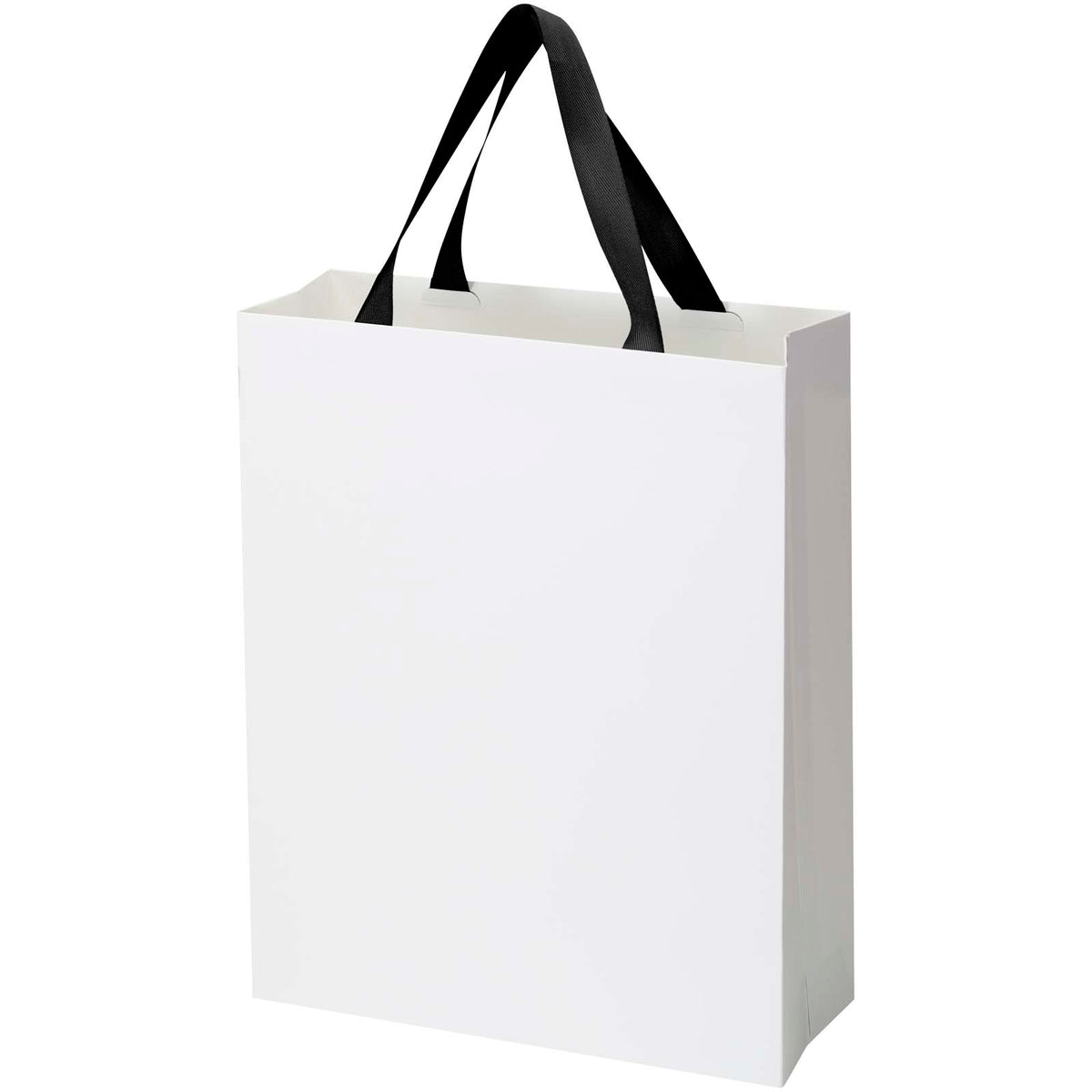 Smartfold Papiertüte, 210 g/m², mit Bandgriffen und matter Laminierung, 31 x 12 x 39 cm – Schwarz