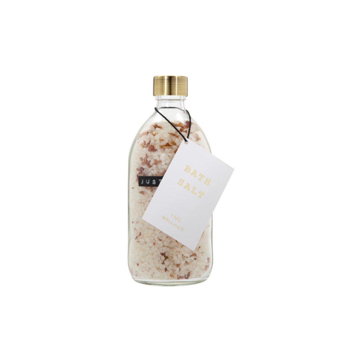 Badesalz in Glasflasche mit deinem Wunsch-Design und einer Grußkarte