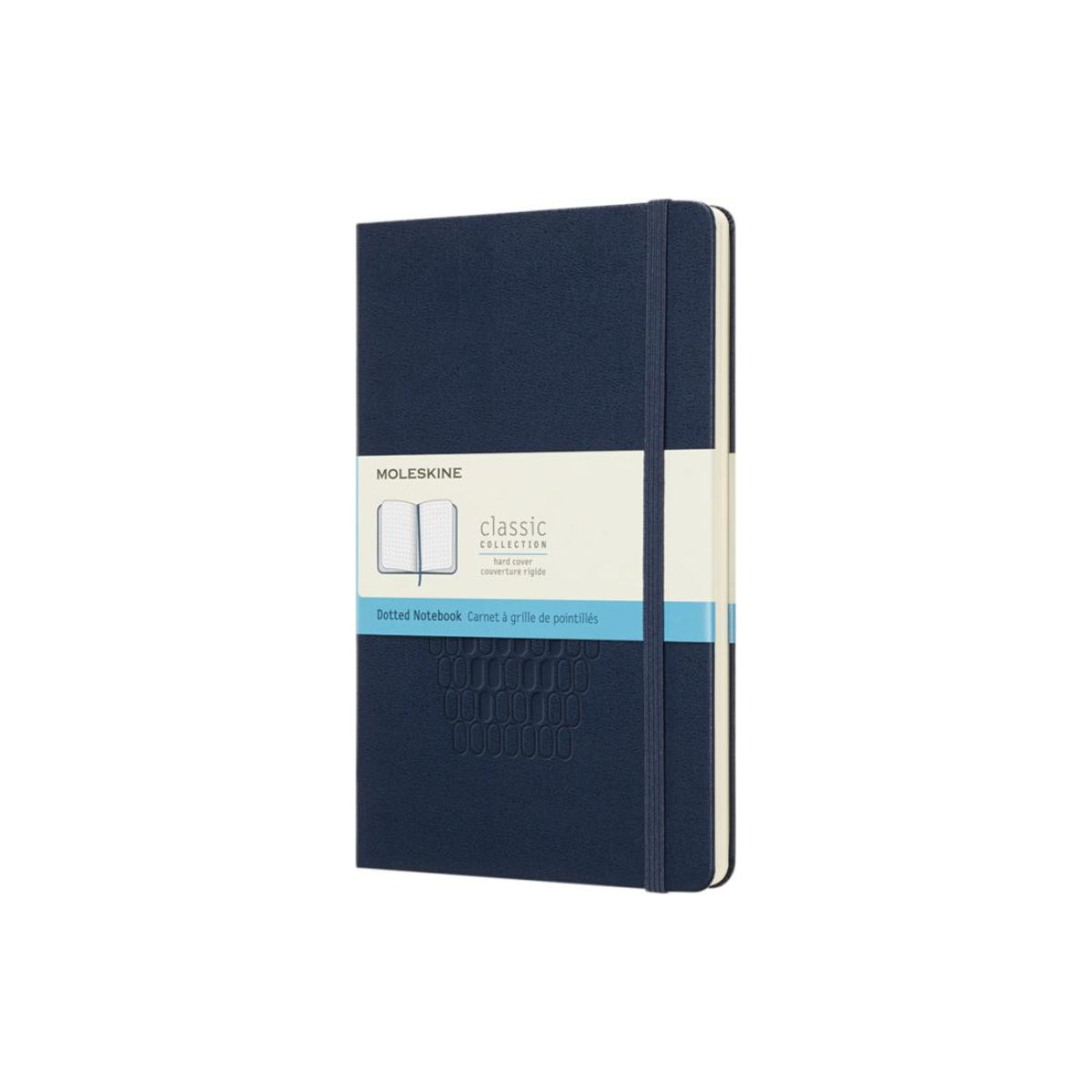 Hardcover Notizbuch von Moleskine gepunktet oder kariert in den Farben Schwarz oder Blau erhältlich. Bedrucke jetzt die Front des Notizbuches.