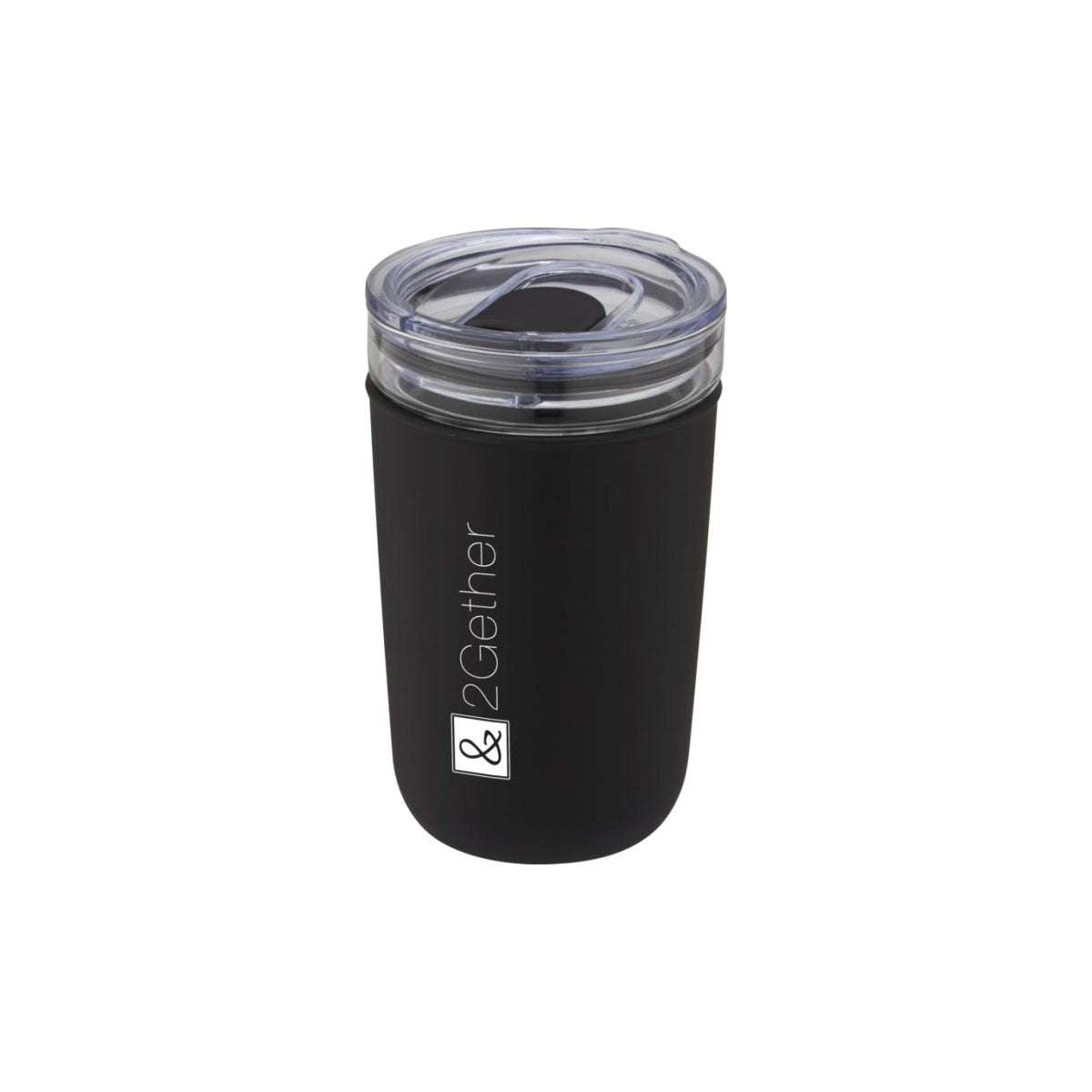 Gasbecher mit Außenwand und einem zweifarbigem Logodruck Schwarz