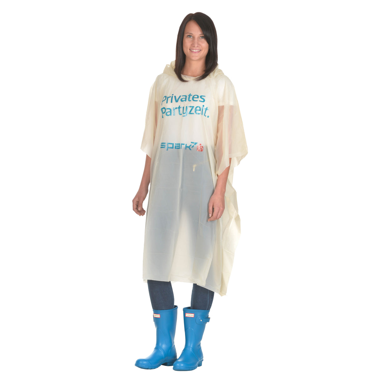 Poncho aus Maisstärke mit Logodruck.