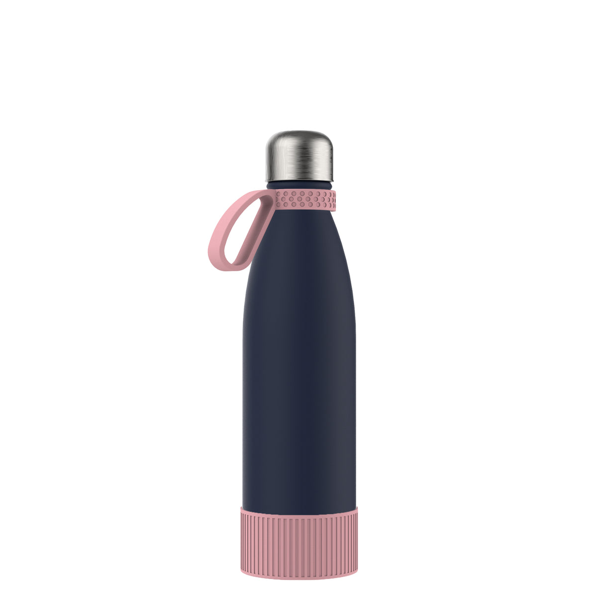 Flasche: blau, Ring: hellmagenta, Hülle: hellmagenta