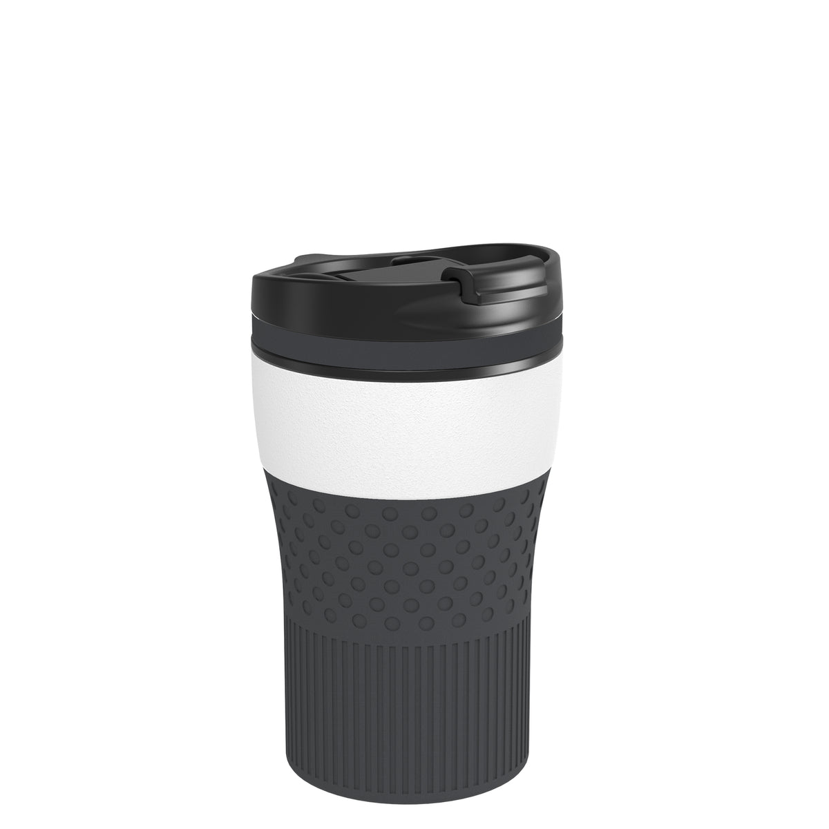 Becher: weiß, Ring: dunkelgrau, Hülle: dunkelgrau