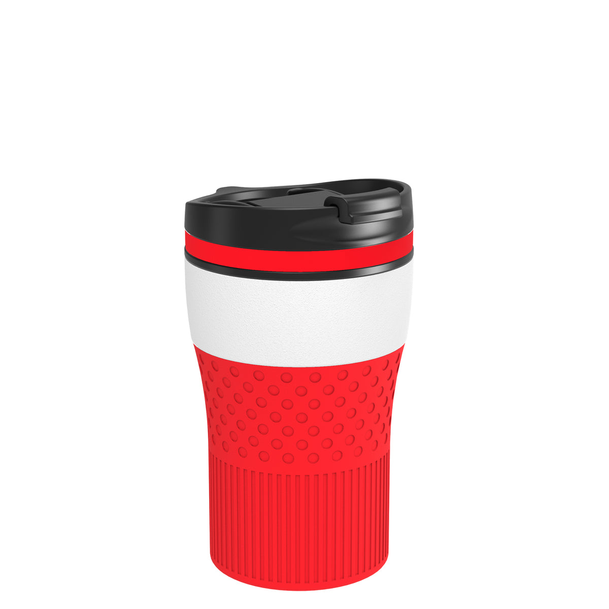 Becher: weiß, Ring: rot, Hülle: rot