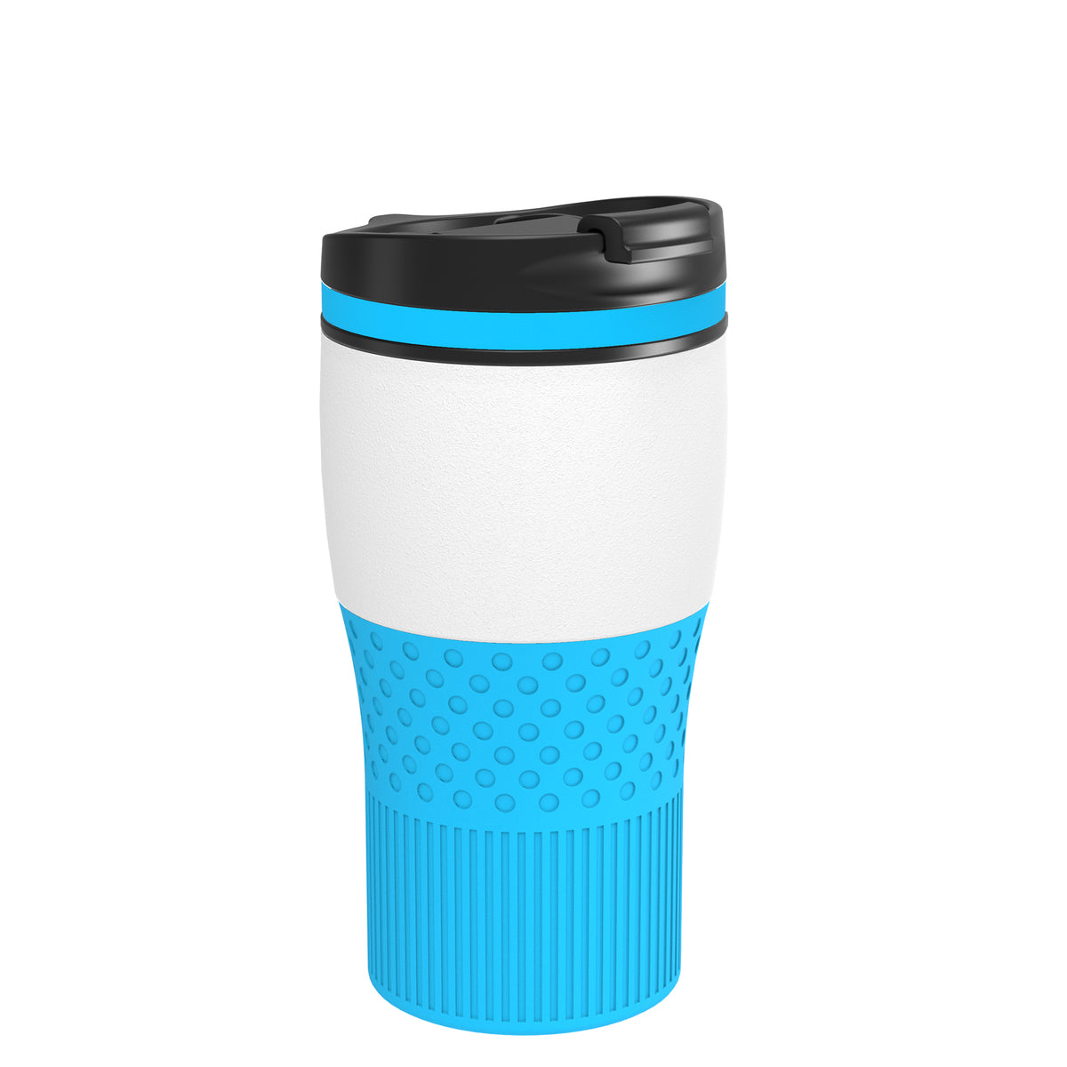 Becher: weiß, Ring: cyan, Hülle: cyan
