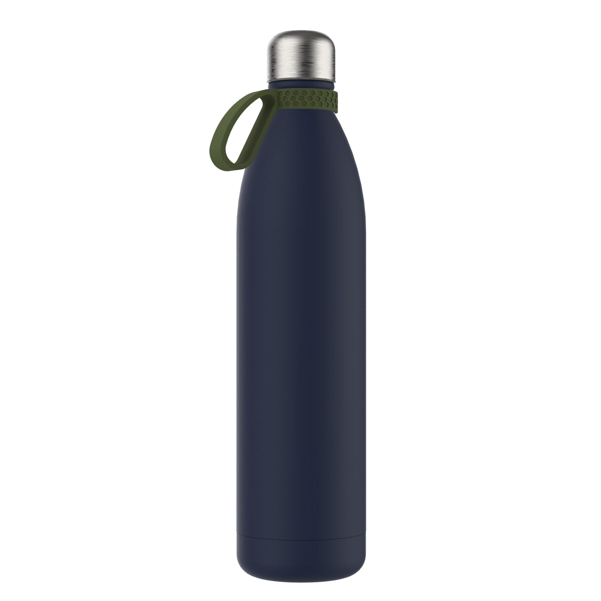 Flasche: blau, Ring: olivgrün