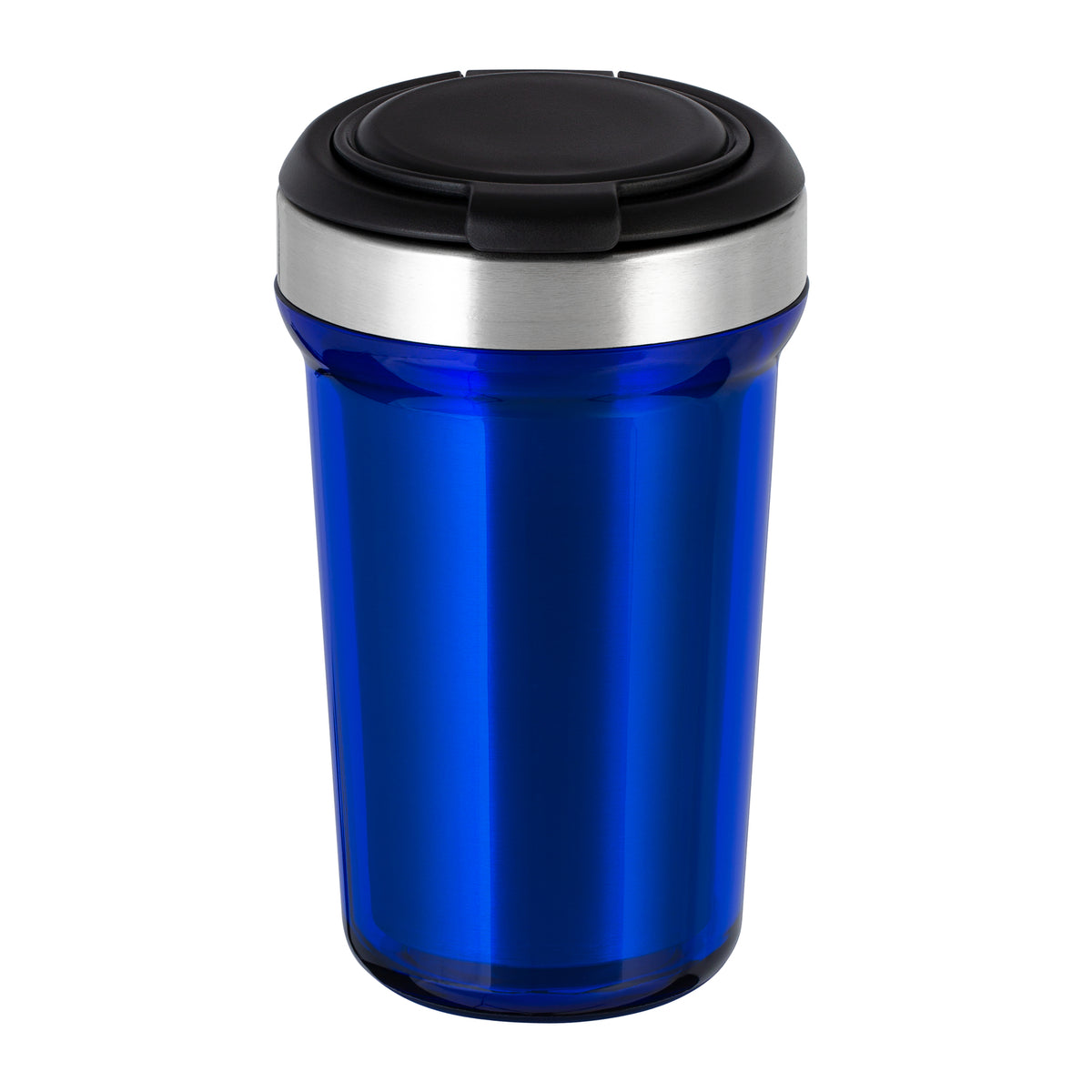 Innenbecher: silber, Deckel: schwarz, Tasse: dunkelblau