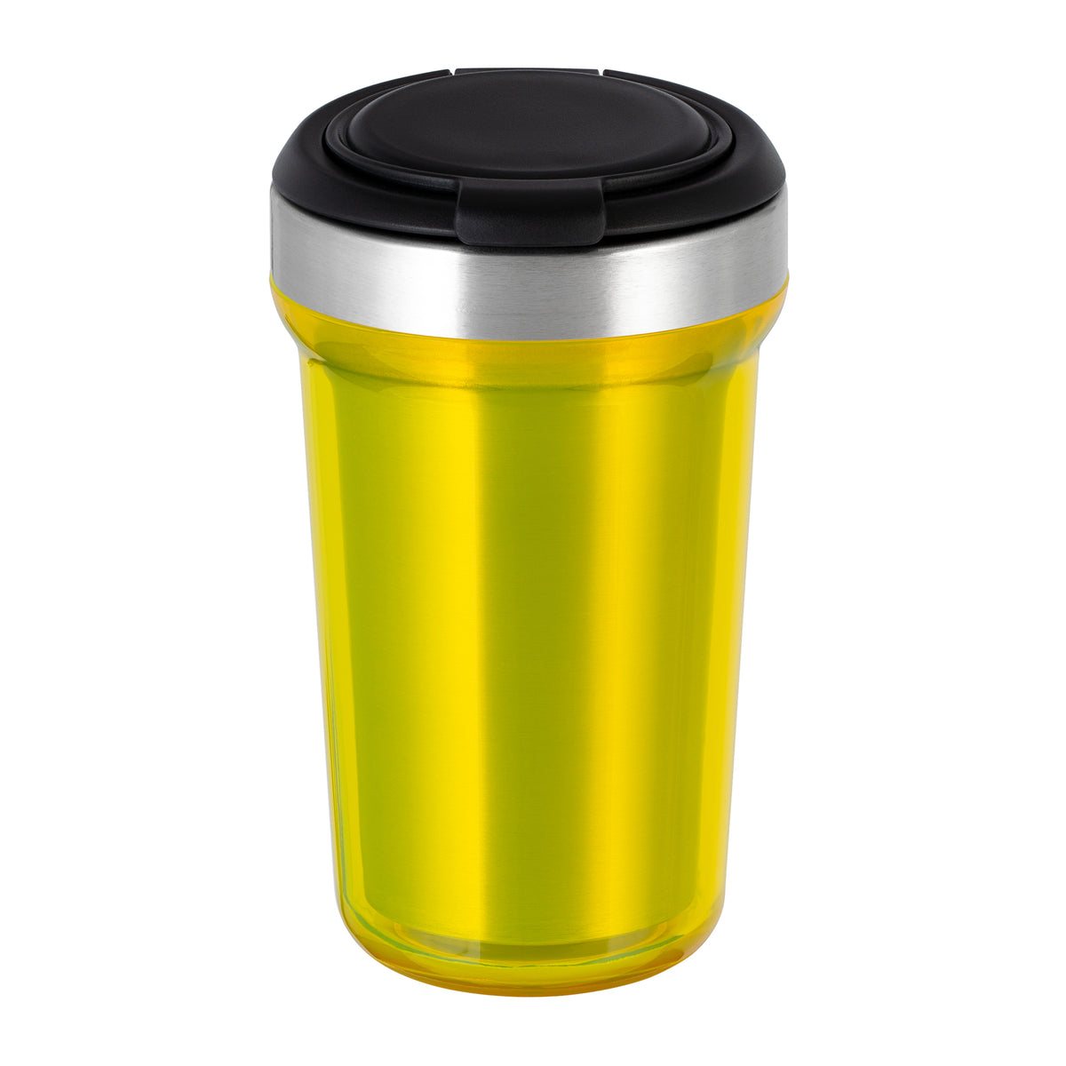 Innenbecher: silber, Deckel: schwarz, Tasse: gelb