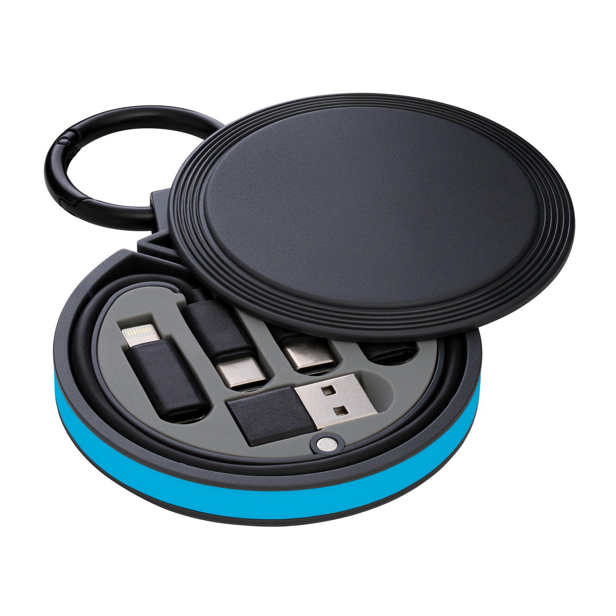 Korpus: schwarz, Ring: cyan