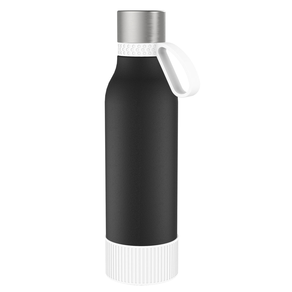 Flasche: schwarz, Ring: weiß, Hülle: weiß