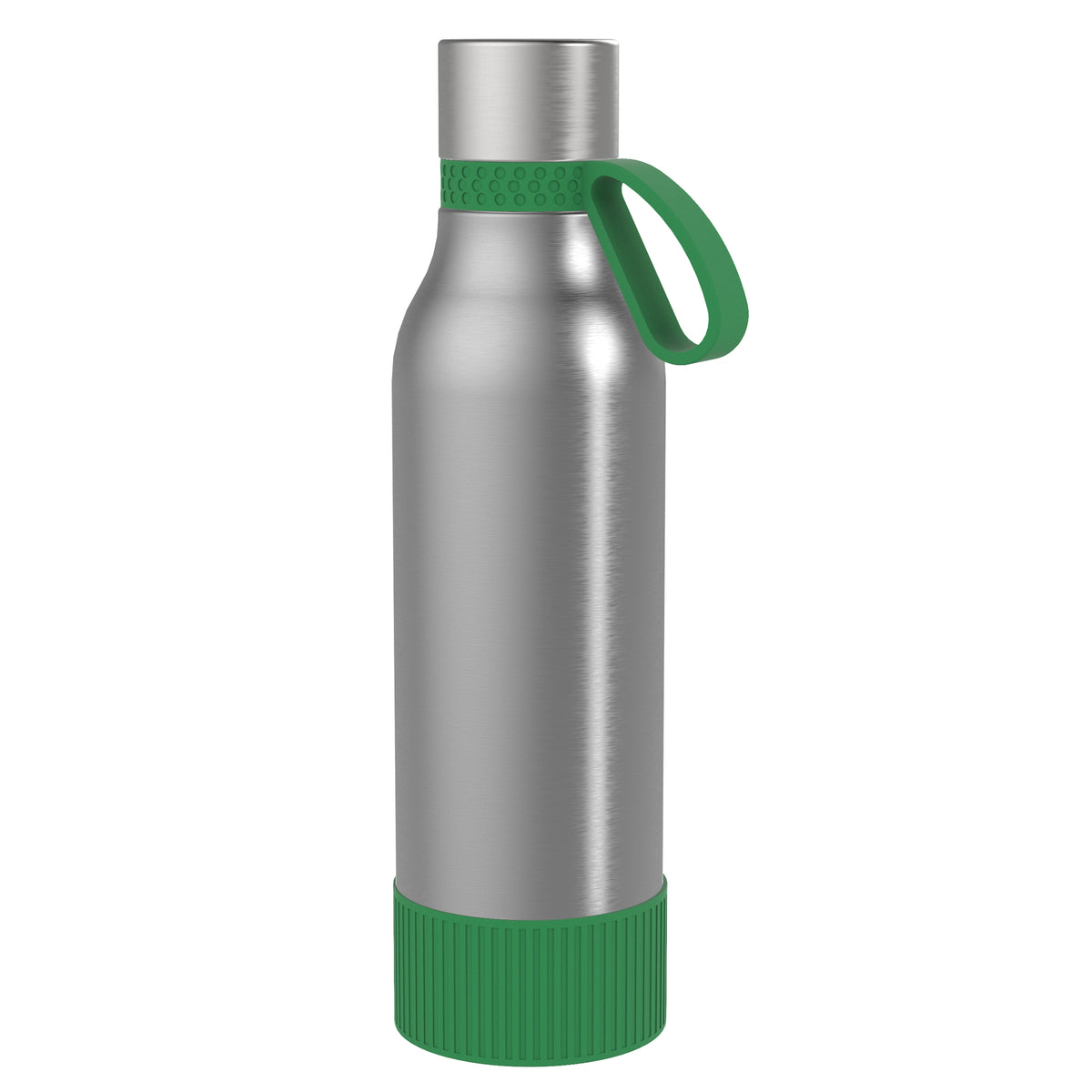 Flasche: silber, Ring: grün, Hülle: grün