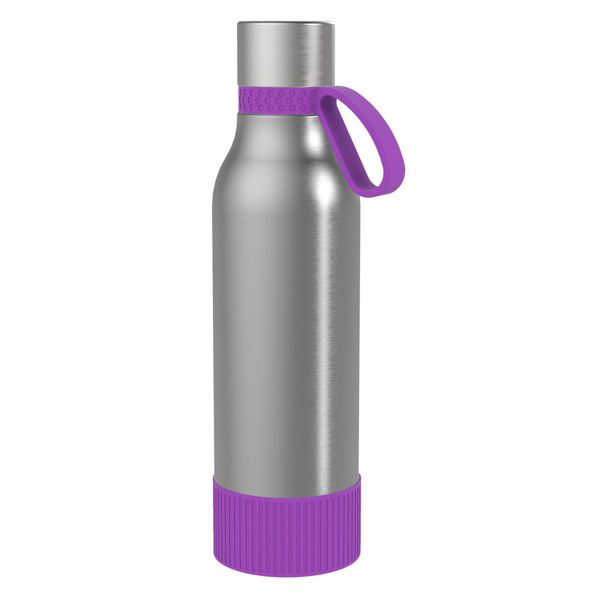 Flasche: silber, Ring: lila, Hülle: lila