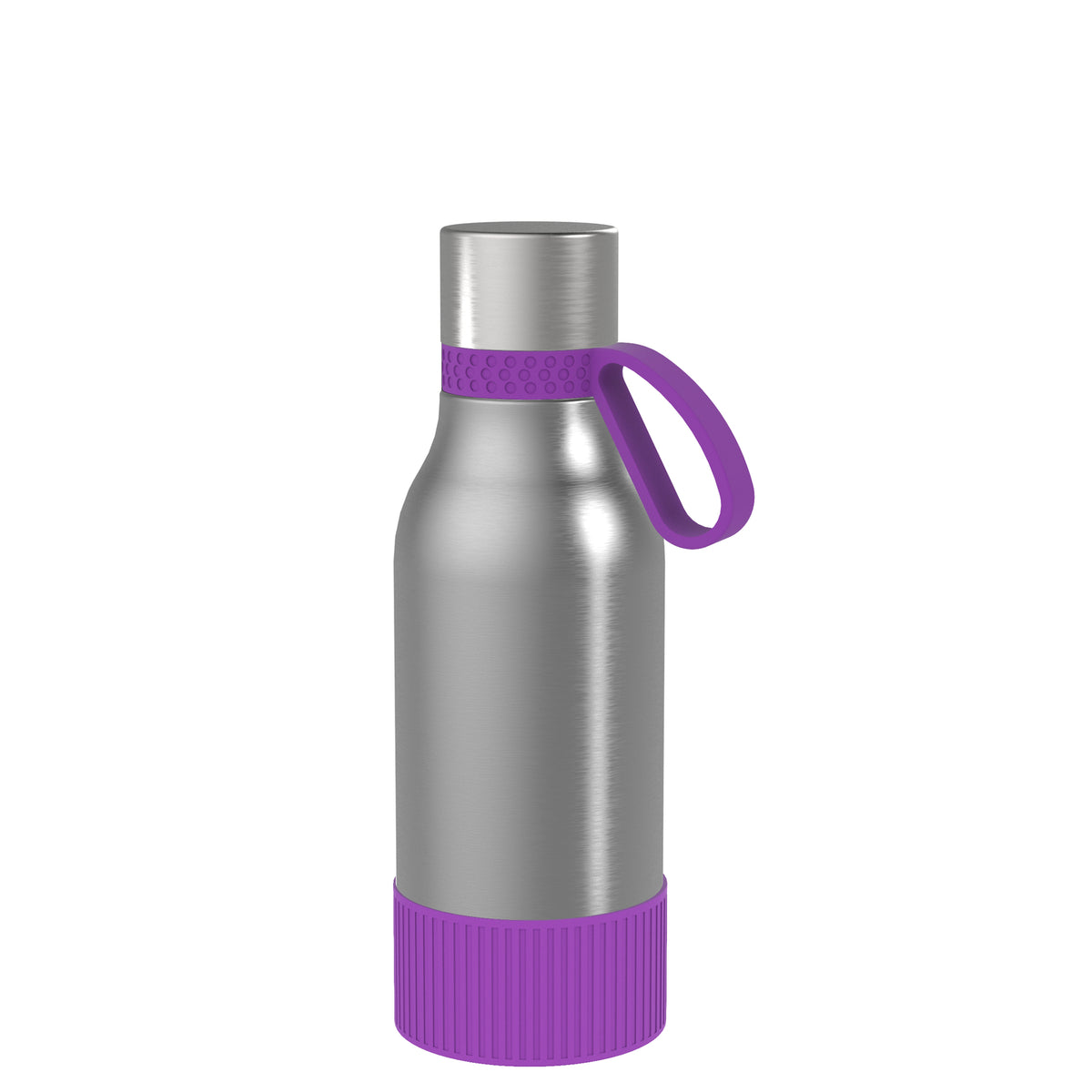 Flasche: silber, Ring: lila, Hülle: lila