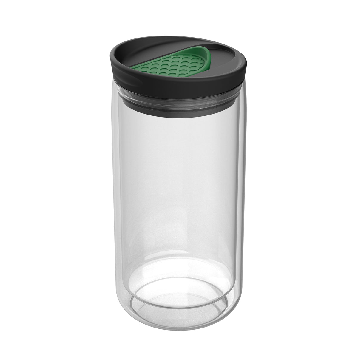 Becher: transparent, Deckel: grün